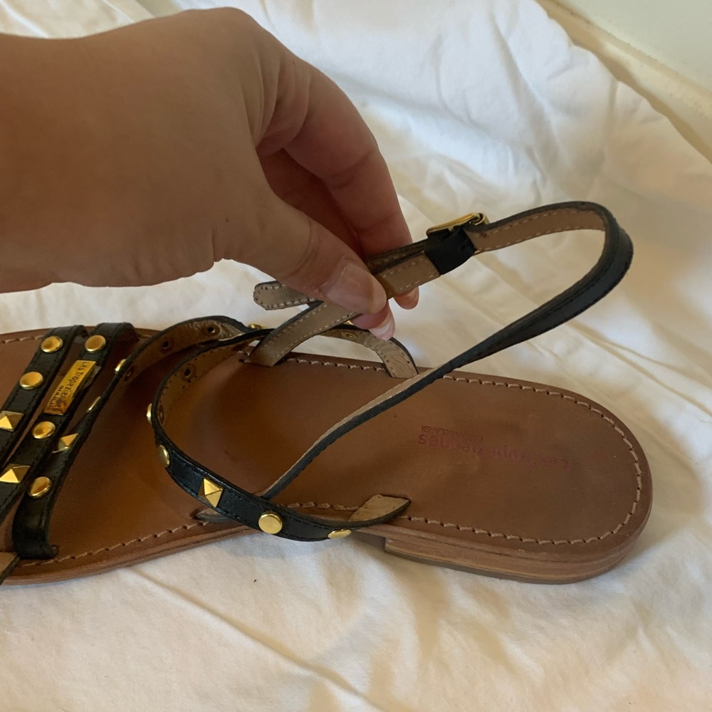 Les Tropeziennes Black and gold gladiator sandals